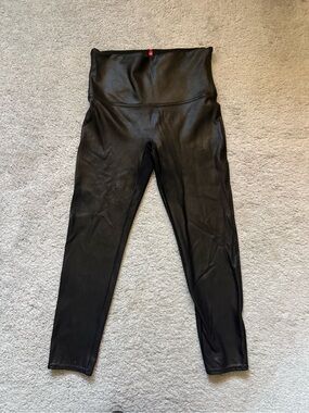 SPANX Black High-Waist Faux Leather Leggings